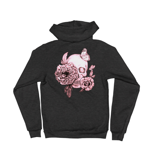 Image of Skull Floral Zip up Hoodie