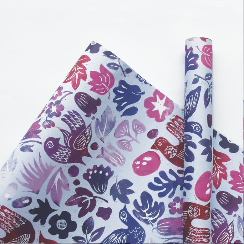 Image of Blockbird Damson Wrapping Paper