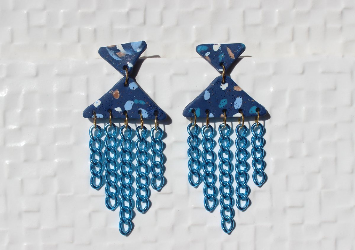 Image of Terrazzo Statement Dangle - Dark Blue (available for pre-order)