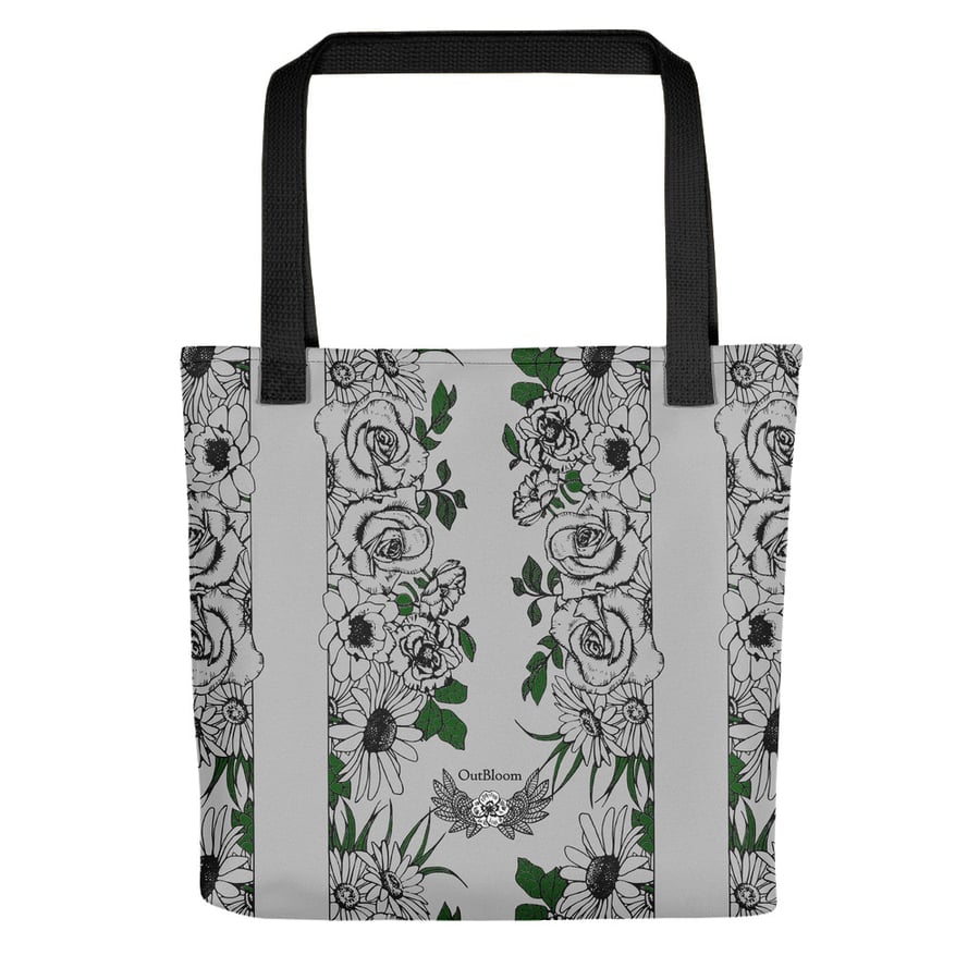 Image of Green Leaves Floral Tote
