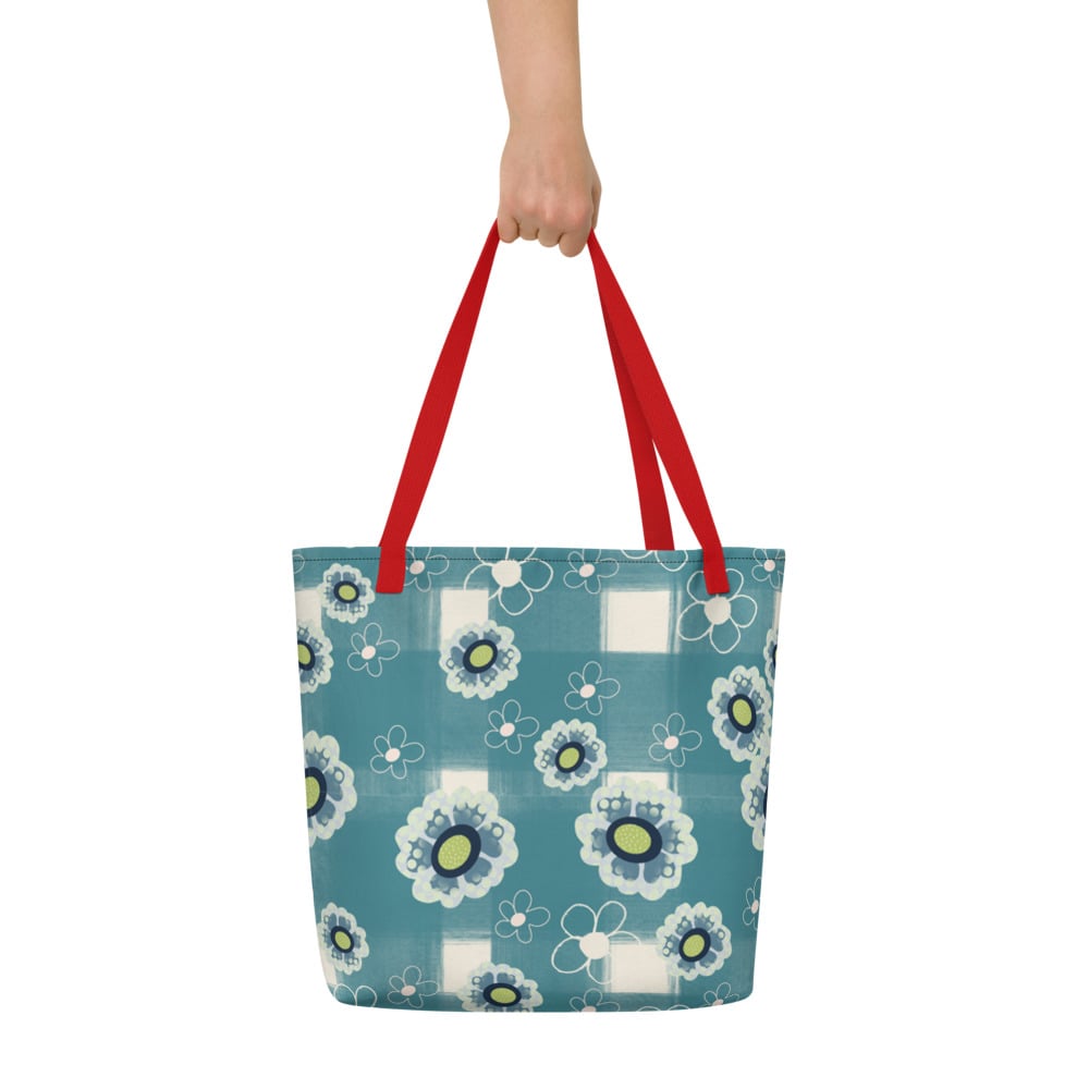 Image of Flower Power Beach Bag Petrol square