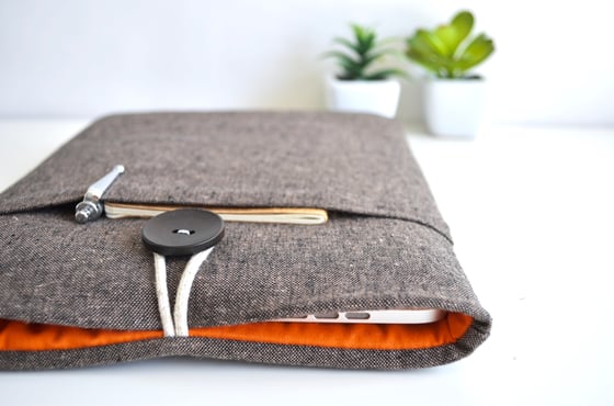 Image of Brown + Orange Laptop Sleeve, Tablet Cover Case