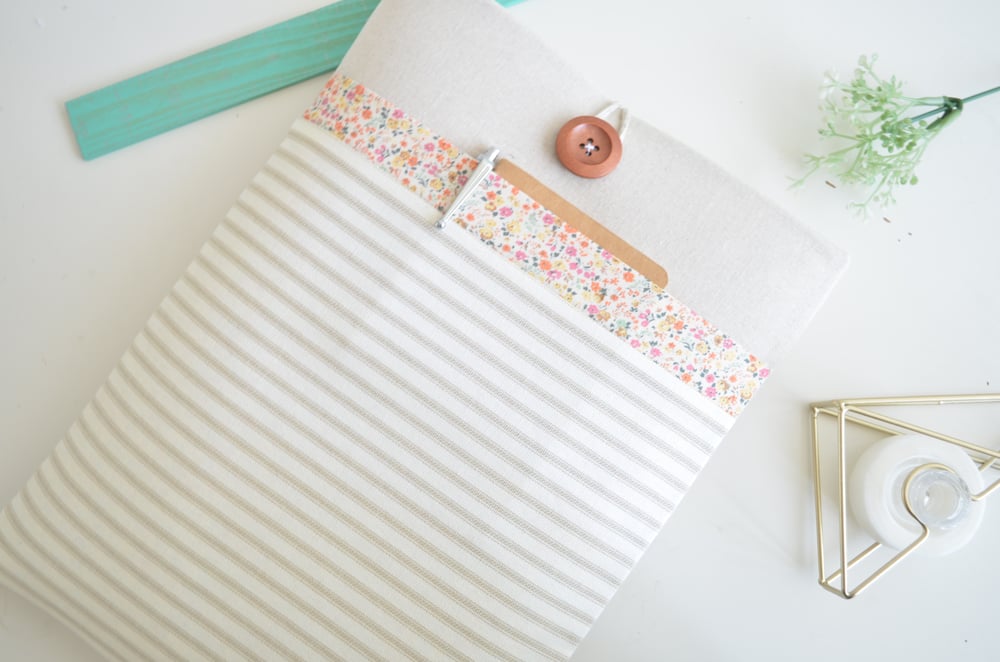 Image of Stripes + Floral Laptop or Tablet Sleeve Case