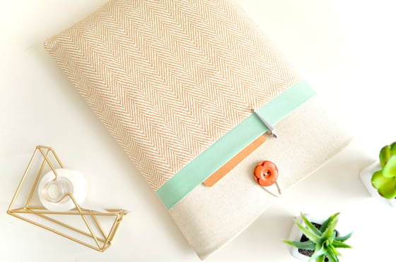 Image of Tan + Seafoam Custom iPad, Tablet, Kindle Cover, MacBook Air or Pro Sleeve 13", 15" Laptop Case