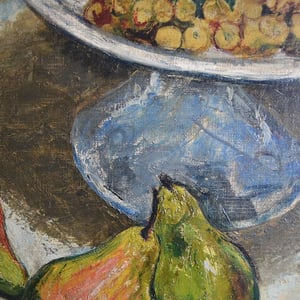Image of Mid-century, Large French Painting, 'Pears and Grapes.'