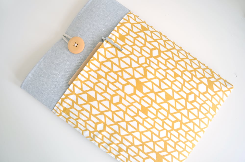 Image of Yellow and Gray MacBook Air 13", MacBook Pro Case 15" Laptop Case, iPad, Tablet, Custom Sizes