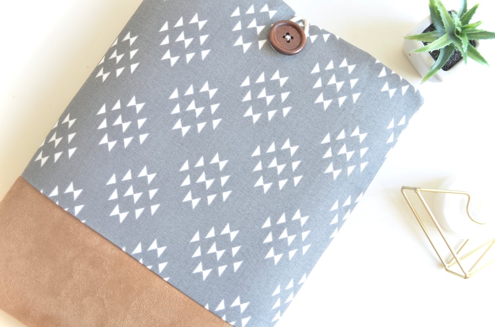 Image of Faux Suede Base and Aztec Custom Size Laptop or Tablet Sleeve, Padded, Made to Fit