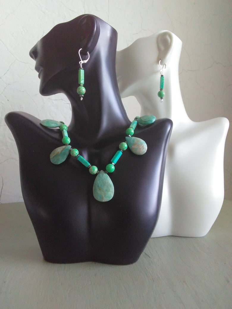 Image of AMAZONITE TEARDROPS NECKLACE SET