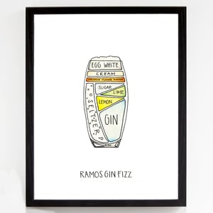 Image of Ramos Gin Fizz - Cocktail Diagram Fine Art Print