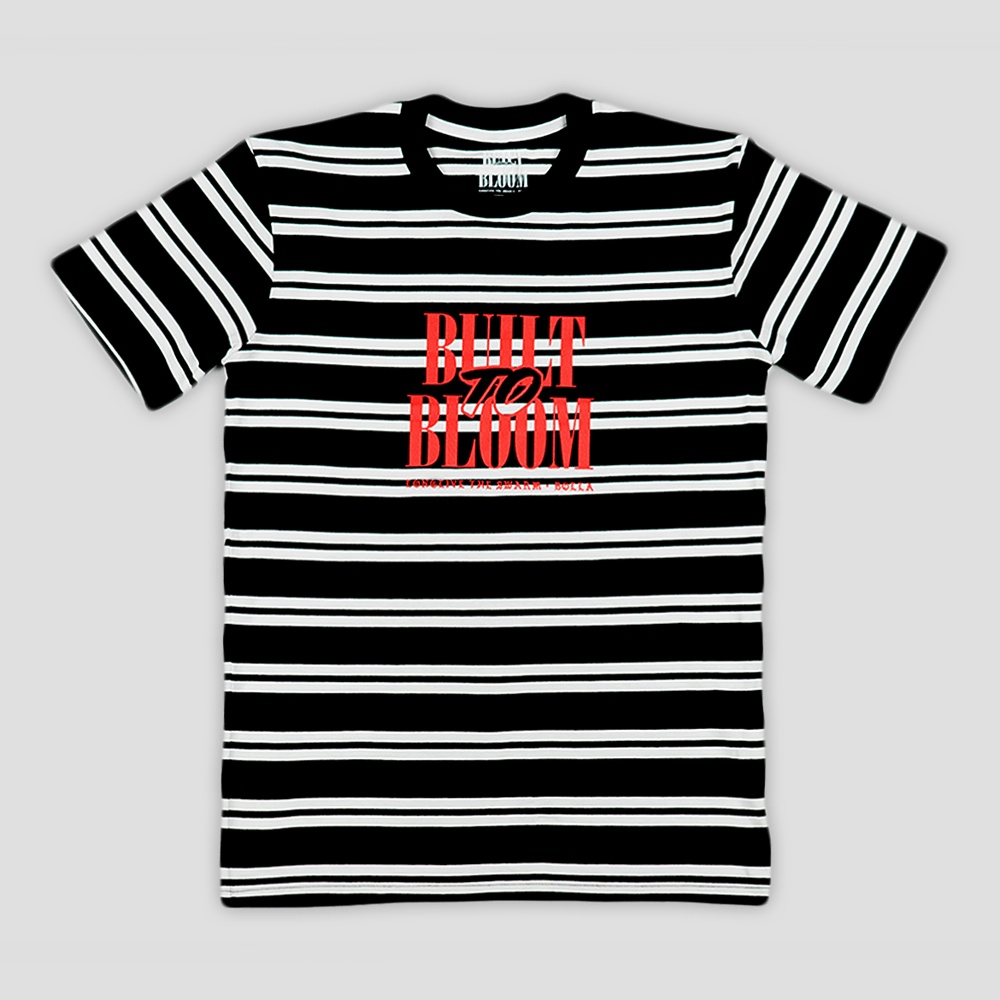 BUILT TO BLOOM TEE (BLACK/WHITE STRIPE)