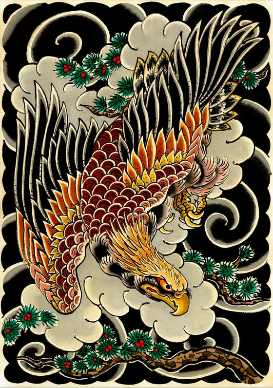 Image of Flying Hawk Print