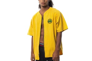 Image of Cross Colours - PINSTRIPE BASEBALL JERSEY - YELLOW