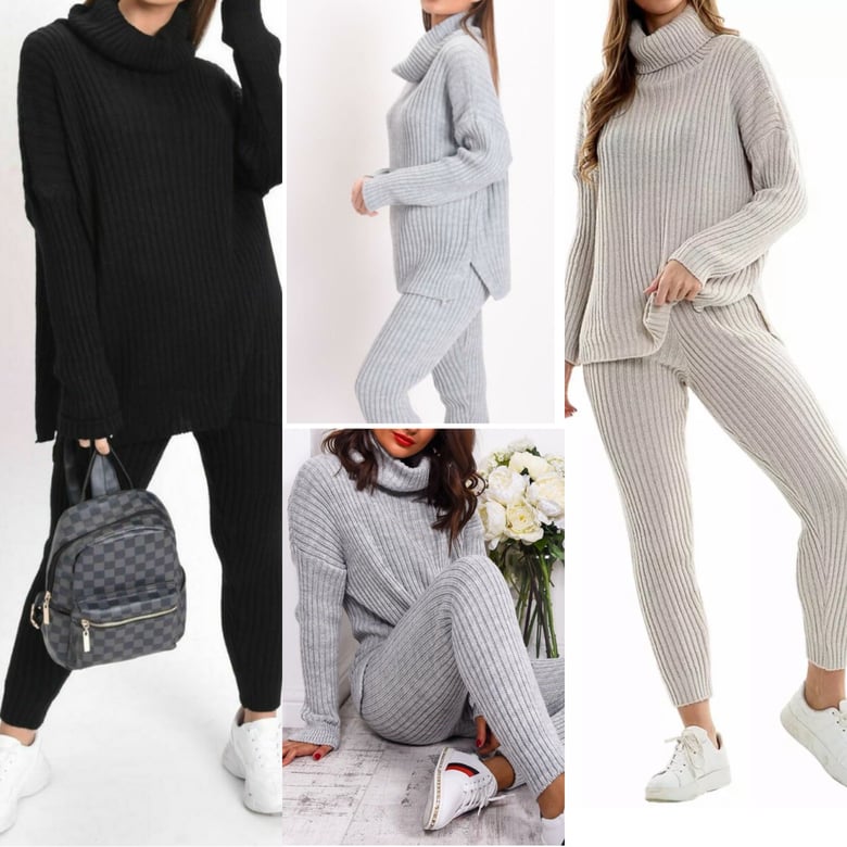 Image of Roll neck knitted lounge set 