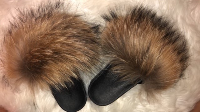 Image of Raccoon Fur slippers