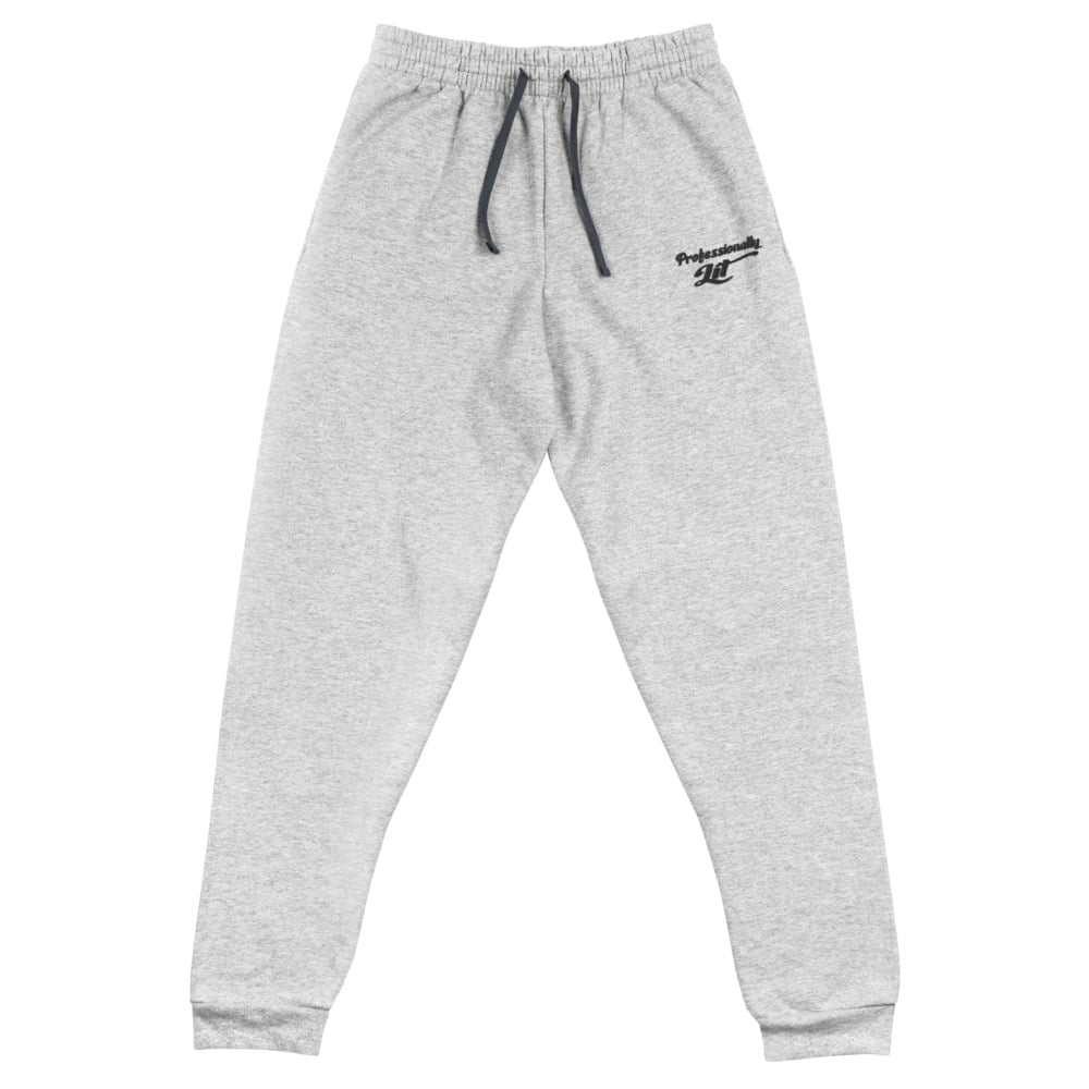 grey and black joggers