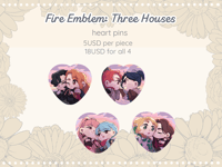 Fire Emblem Three Houses Heart Pins