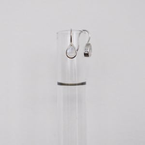 Image of Rainbow Moonstone pear cut silver wire hook earrings