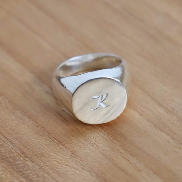 Image of Personalized Silver signet ring