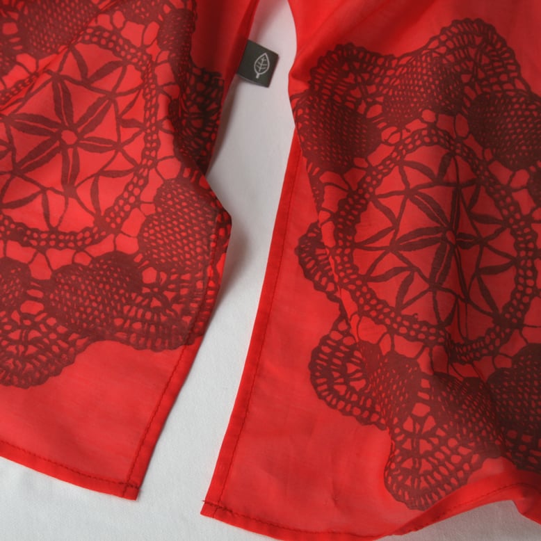 Image of Red Silk/cotton scarf 