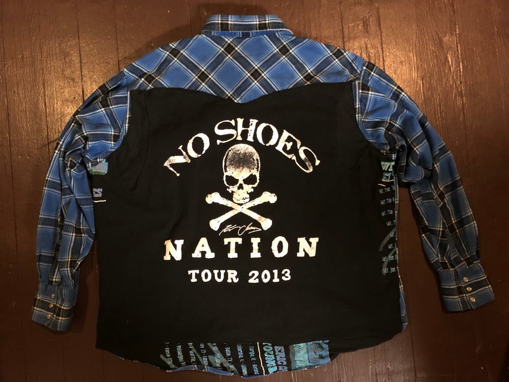 “Kenny Chesney” repurposed bootleg t-shirt flannel
