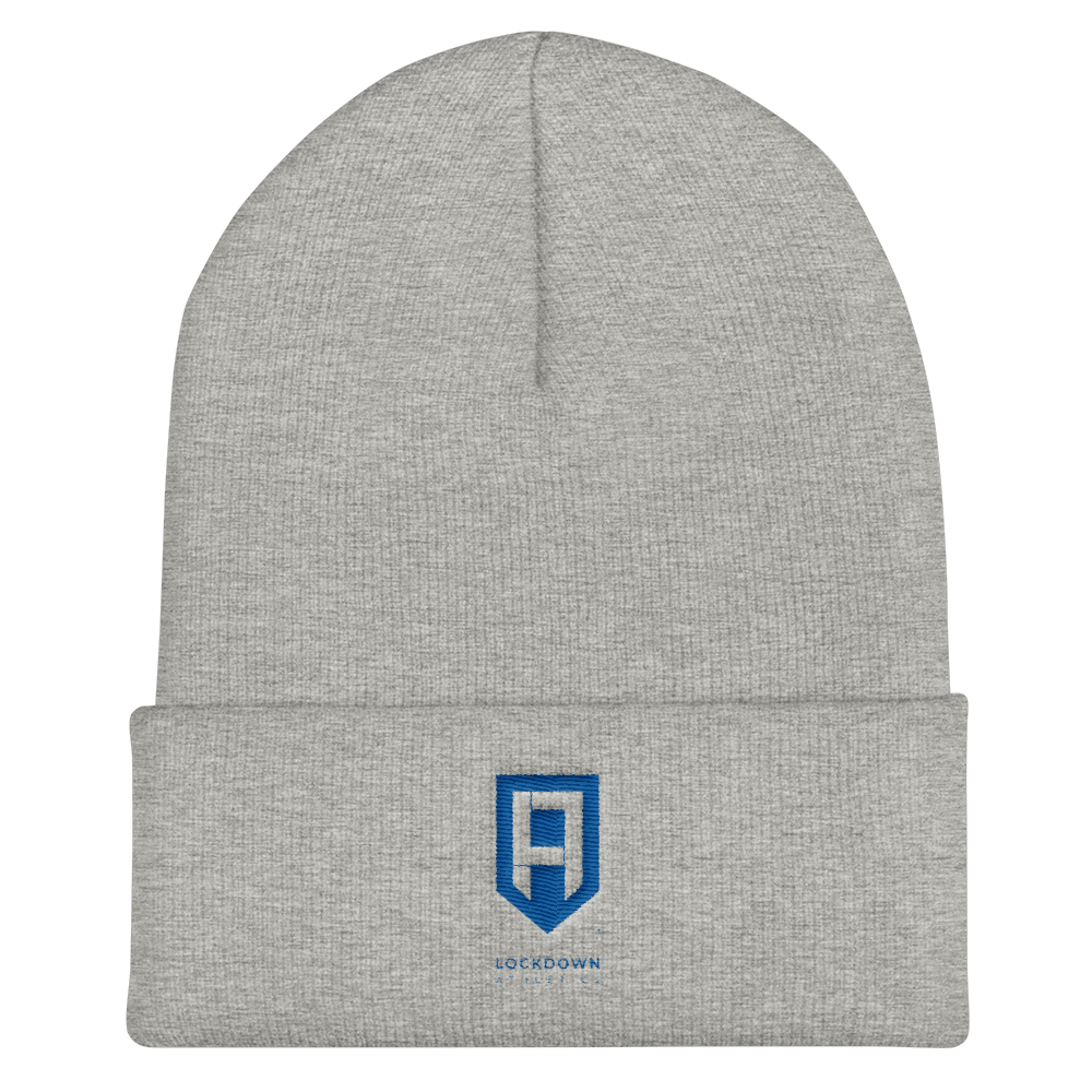 Image of Grey Beanie w/Blue Logo