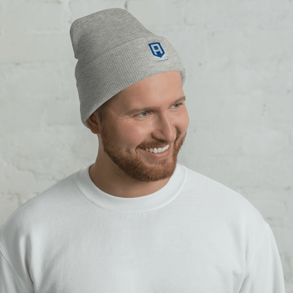 Image of Grey Beanie w/Blue Logo