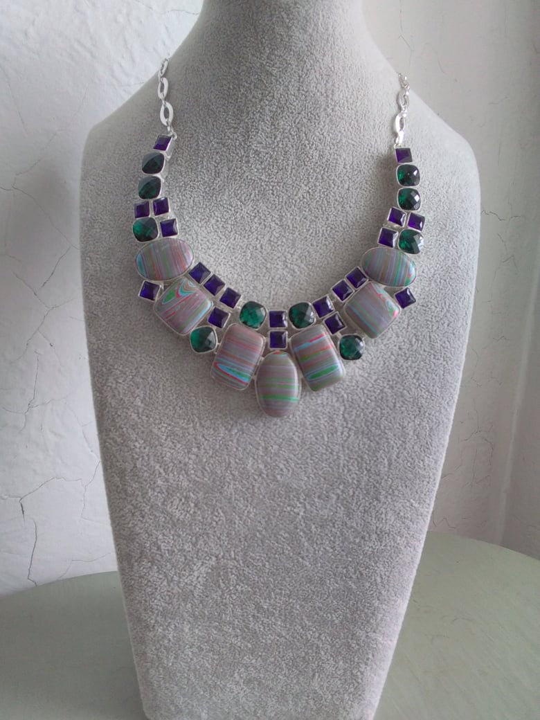 Image of CALSILICA AND GEMSTONE MIX NECKLACE