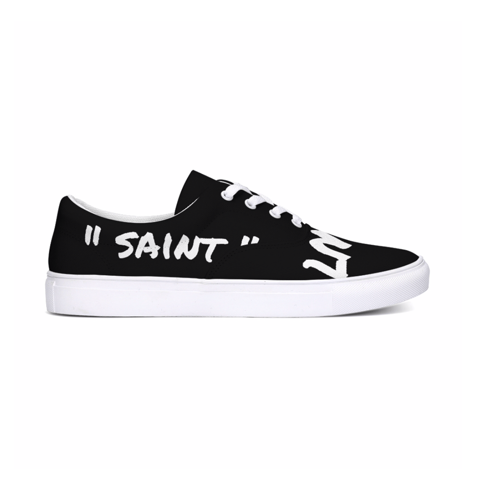 Image of "SAINT" BLACK CANVAS LACE UP SNEAKERS