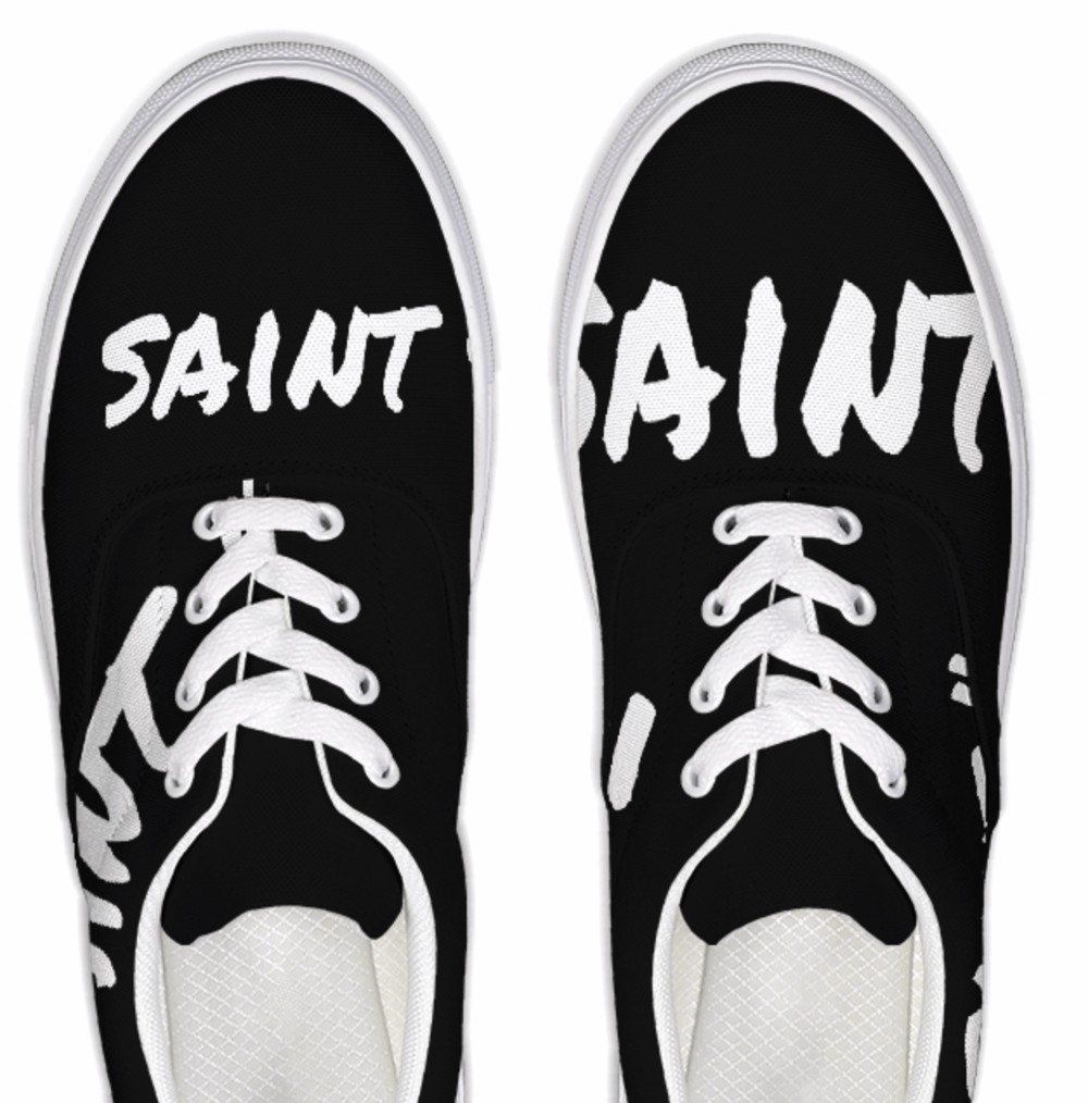 Image of "SAINT" BLACK CANVAS LACE UP SNEAKERS