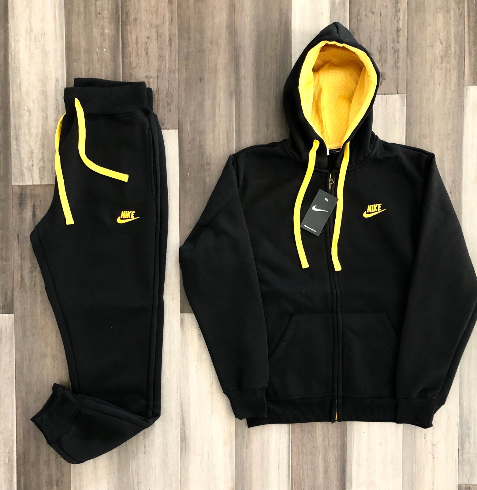 black and gold nike sweatsuit mens