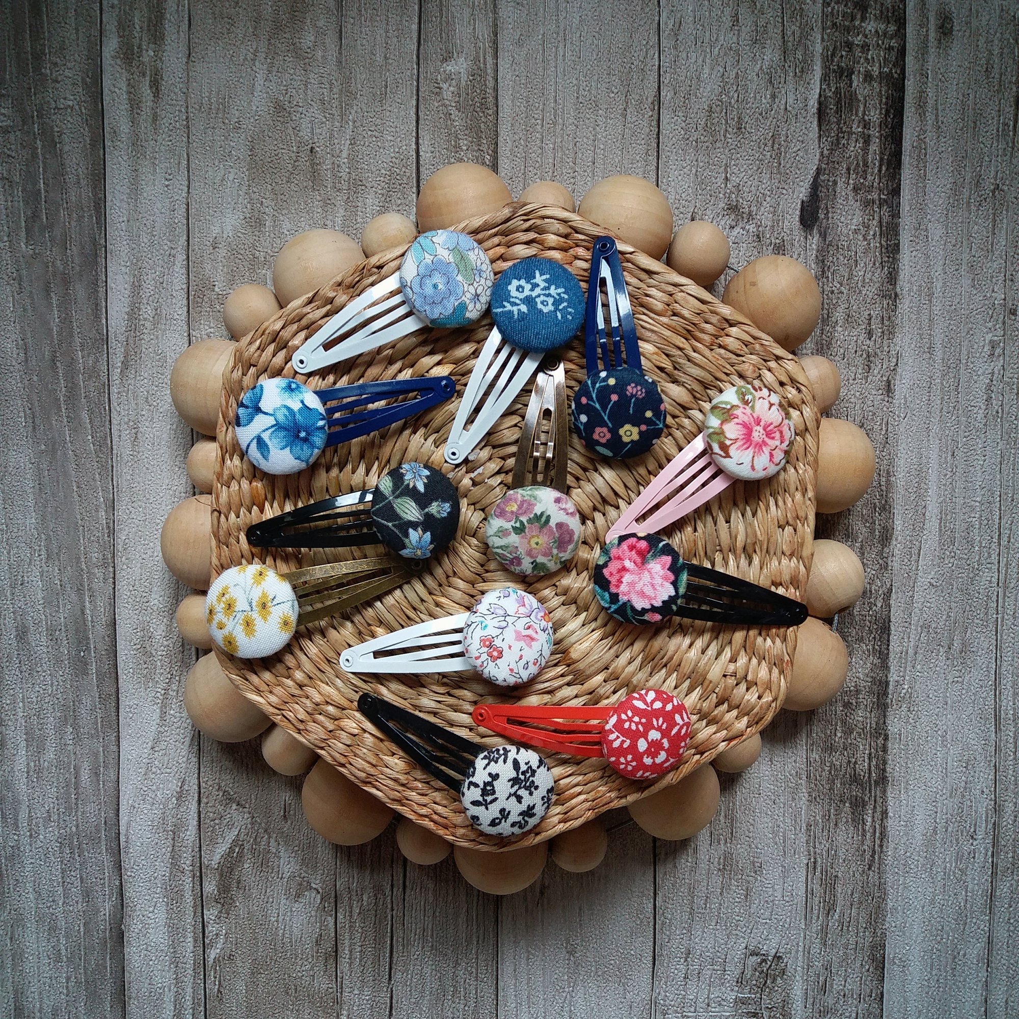 Button Hair Clips - Floral Collection | Tiny Trends NZ Button Hair Clips - Floral Collection | Tiny Trends NZ