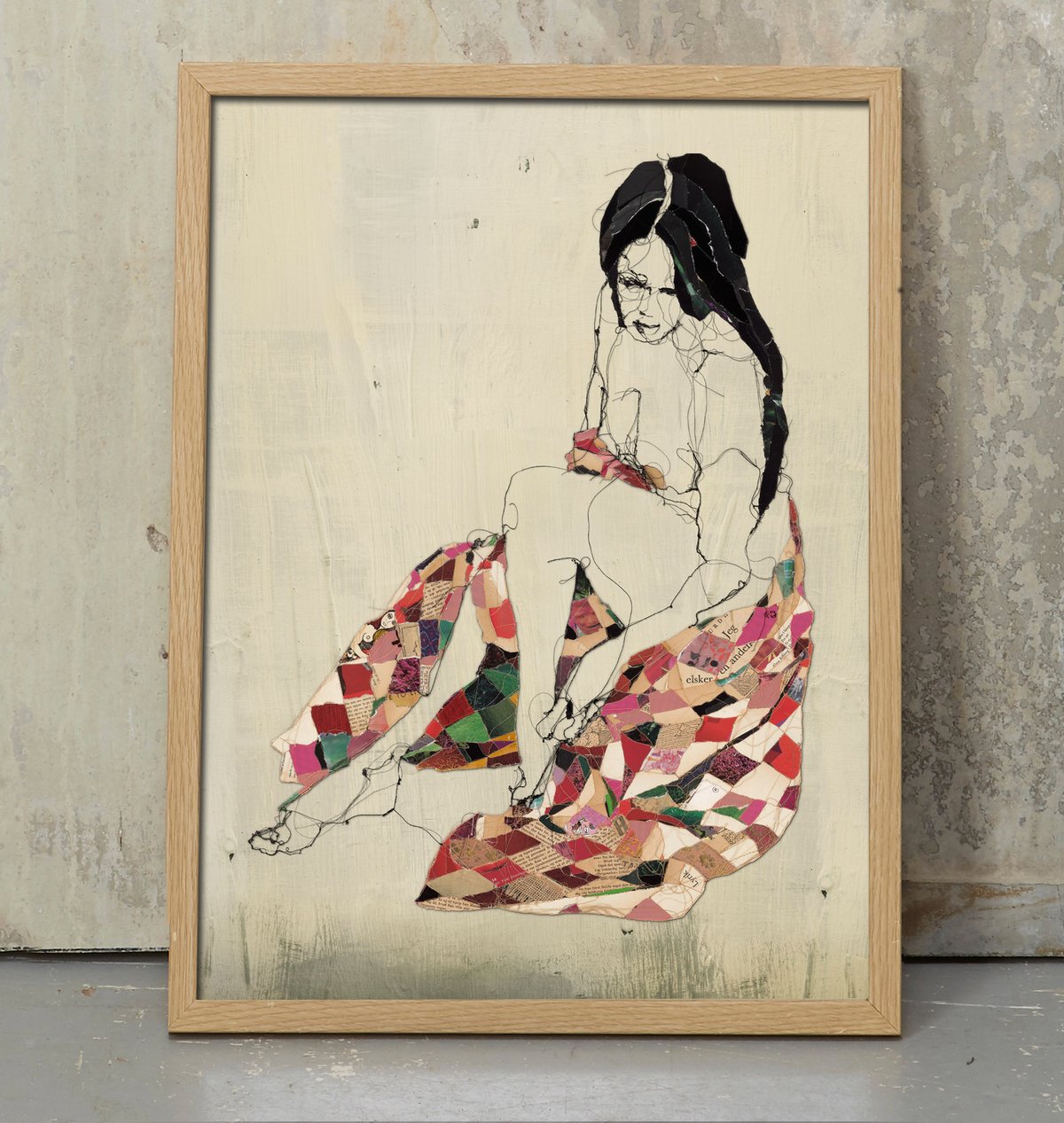 Image of Melancholic woman in red blanket