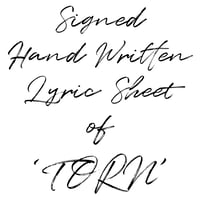 SIGNED HAND WRITTEN LYRIC SHEET