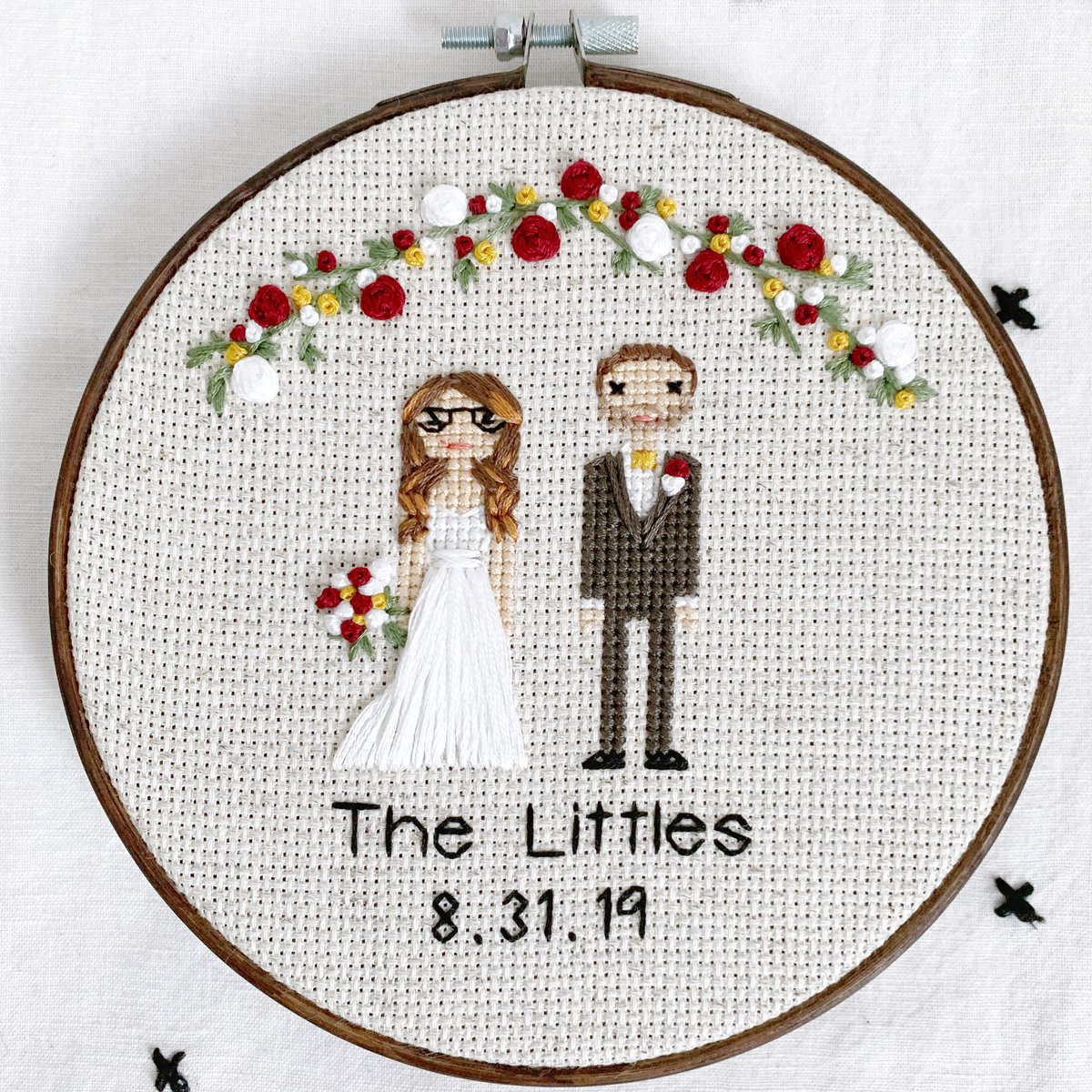 Image of Wedding Cross Stitch Family Portrait