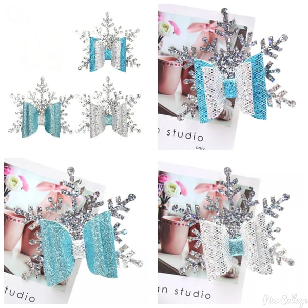 Image of ROCK BOTTOM BLOWOUT Snowflake Faux Leather Hairclips