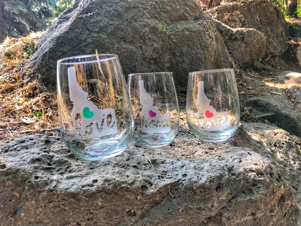 Image of Idaho Themed Stemless Wine glasses