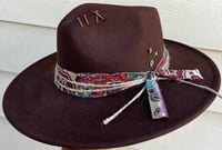 Image 2 of Brown Fedora Multicolored Band 