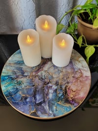 Image 3 of 14" Lazy Susan Turntable Epoxy Resin Art 'The Nine of Swords' 