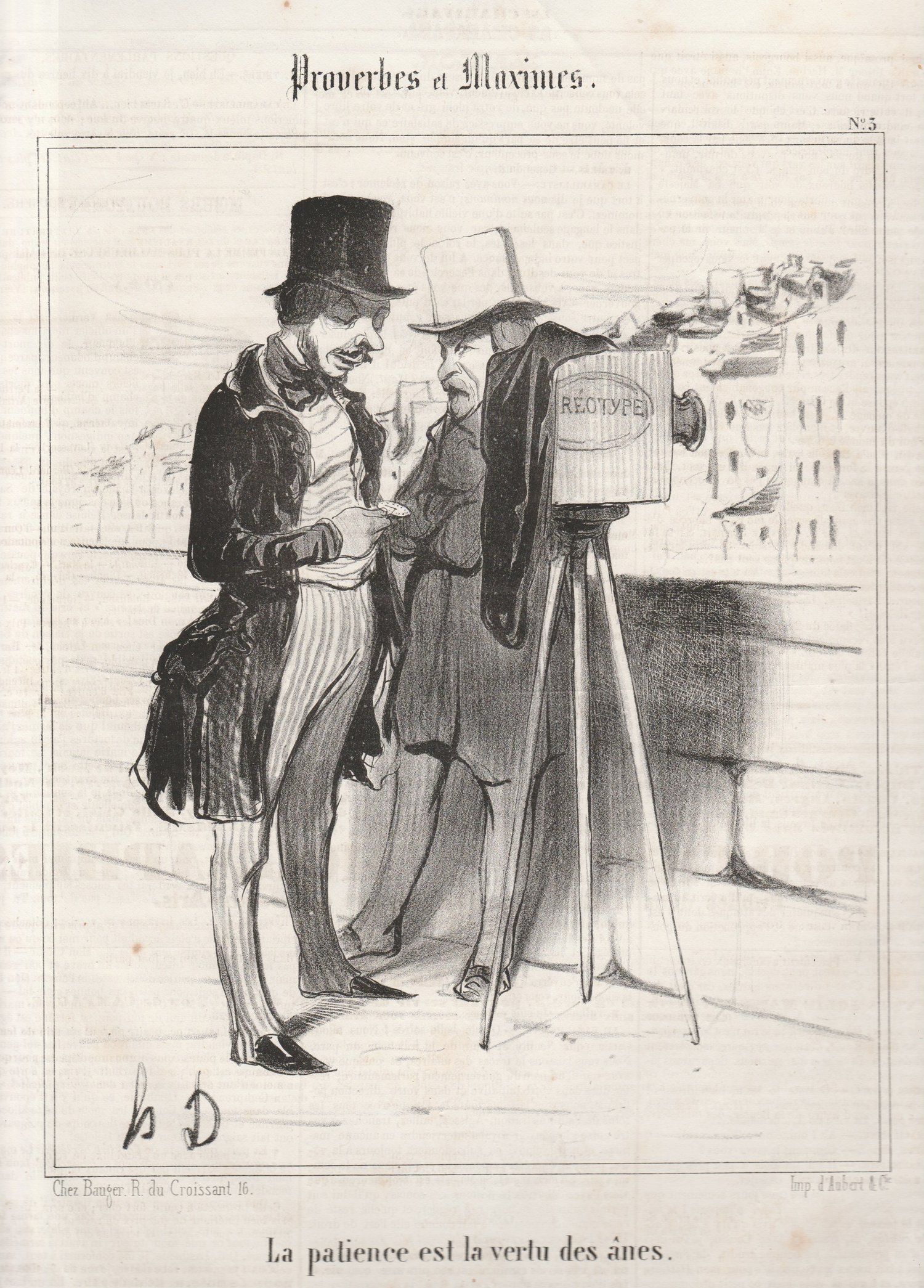 Image of Honoré Daumier: Proverbes et Maximes 'La patience est la vertu des ânes', 1840