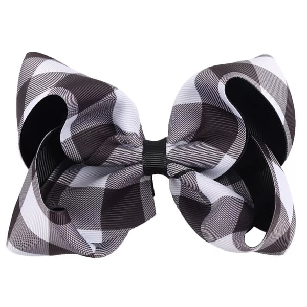 Image of 5 Inch Black and White Buffalo Plaid Clip 