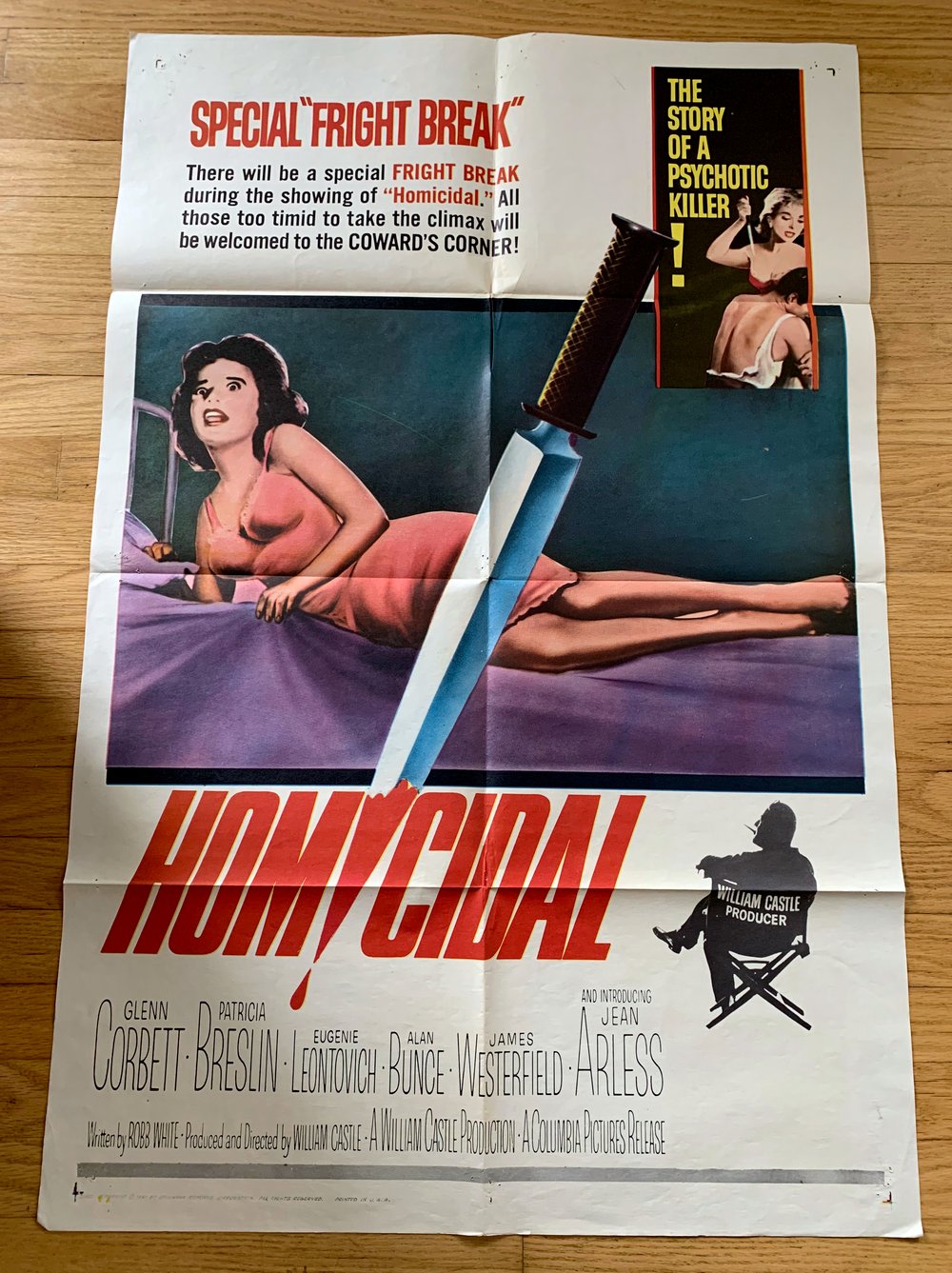 1961 HOMICIDAL Original U.S. One Sheet Movie Poster
