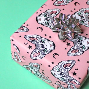 Image of Luxury Mystical Sphynx Cat wrapping paper - sphynx cat - witchy -  a2 gift wrap sheets