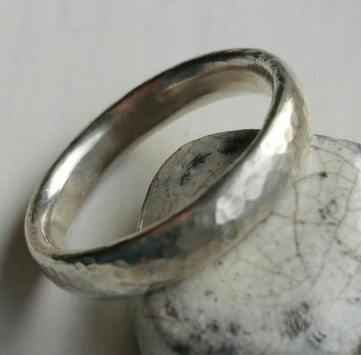 Mens chunky handmade 925 Silver Wedding Ring or Band