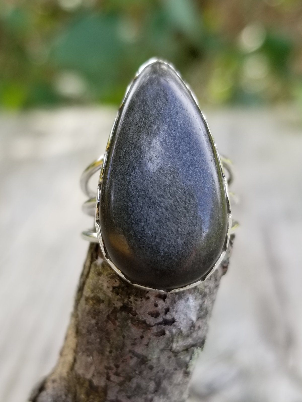 Image of Glimmer - Sheen Obsidian Ring in Sterling Silver