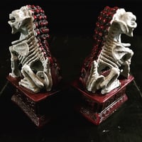 Image 2 of Hand Carved "skeletonised" Foo Dogs