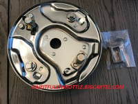 Image 1 of 1958-1962 Harley Davidson Panhead FL Rear Hydraulic Brake Backing Plate Kit Chrome