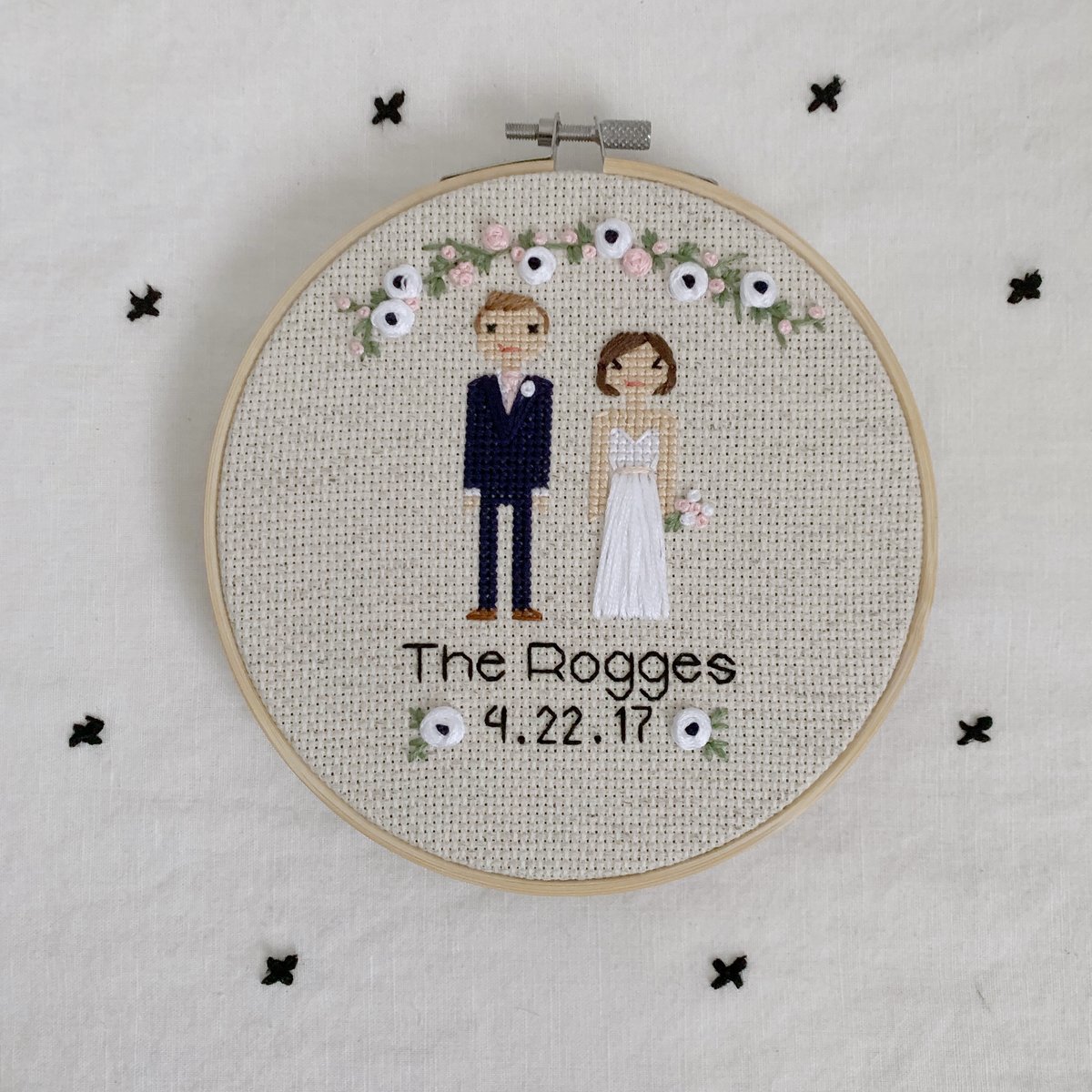 Image of Wedding Cross Stitch Family Portrait