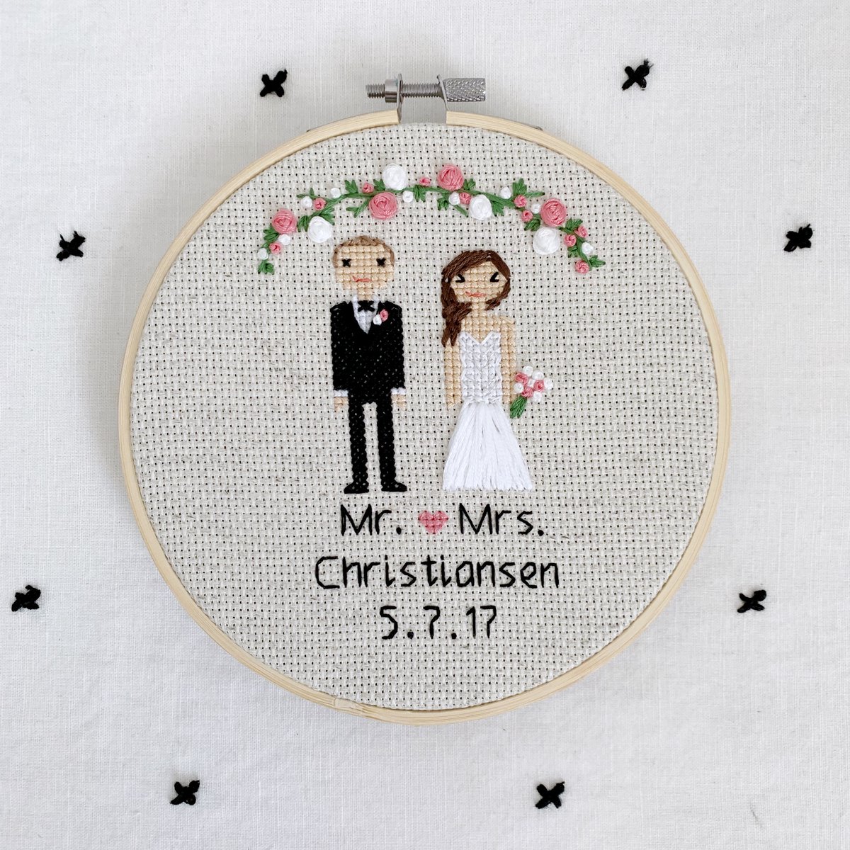 Image of Wedding Cross Stitch Family Portrait