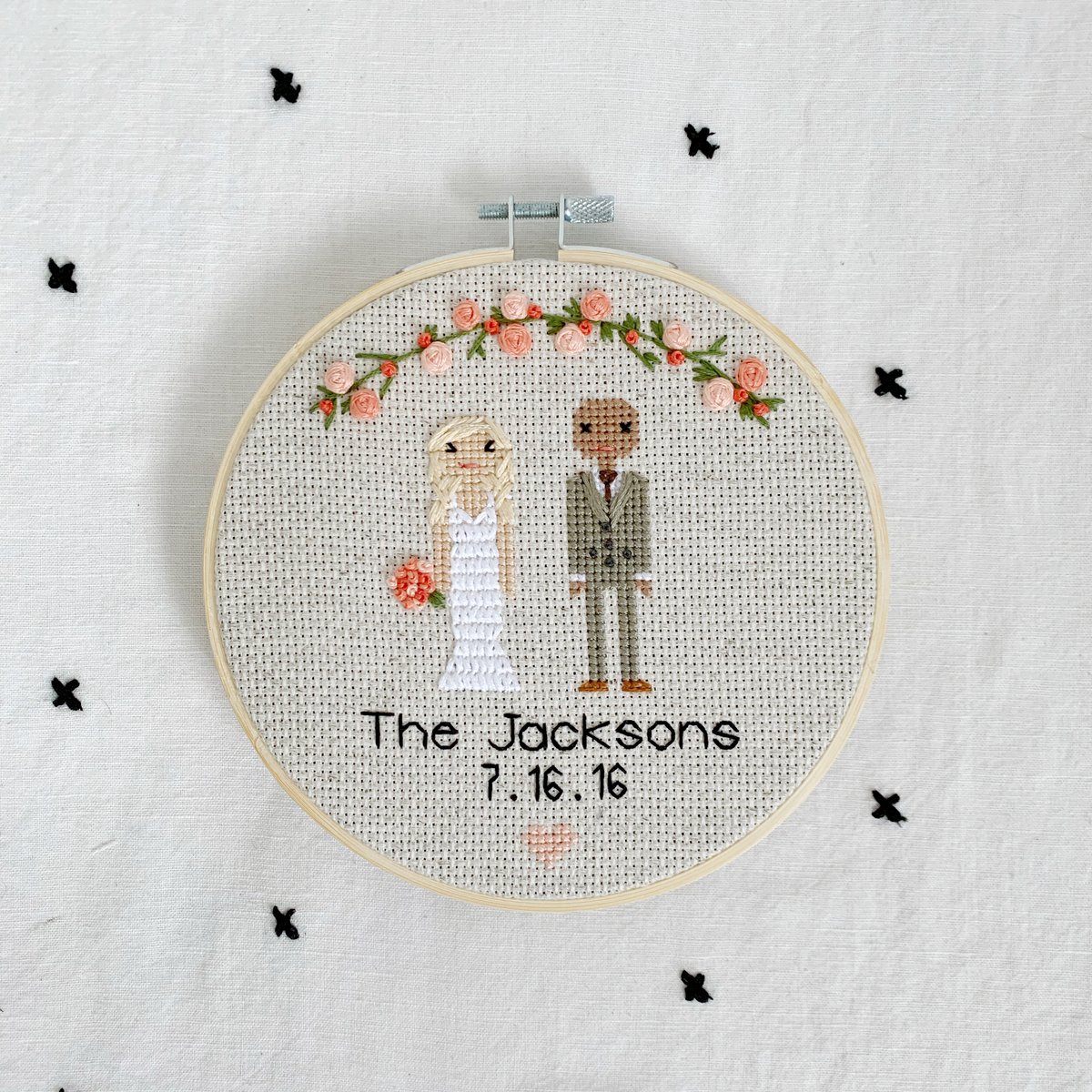 Image of Wedding Cross Stitch Family Portrait