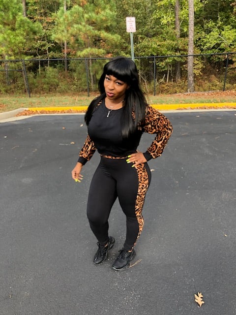 Image of 2pc Animal Print and Black Set